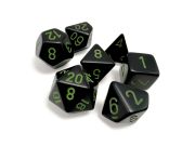 Opaque Black/Green Polyhedral 7-Die Set