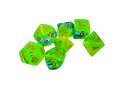 Gemini Plasma Green-Teal/orange Luminary Polyhedral 7-Dice Set