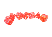 Festive Dahlia/white Luminary Polyhedral 7-Dice Set