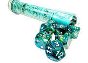 Lustrous Nepture/Grey Polyhedral 7-Die Set (with bonus die)