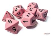 Opaque Pastel Pink/Black Polyhedral 7-Die Set