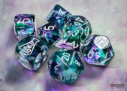 Nebula Flourite/White Polyhedral 7-Die Set (w/ bonus die)