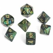 Scarab Jade/Gold Mini Polyhedral 7-Die Set