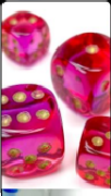 Gemini Translucent Red-Violet/Gold Polyhedral 7-Die Set