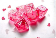 Translucent Pink/White Mini Polyhedral 7-Die Set