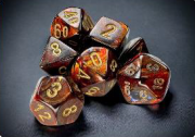 Scarab Blue Blood/Gold Mini Polyhedral 7-Die Set