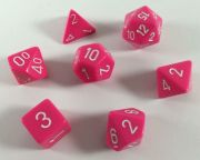 Opaque Pink/White Polyhedral 7-Die Set