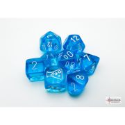 Translucent Tropical Blue/White Polyhedral 7-Die Set (w/ bonus die)