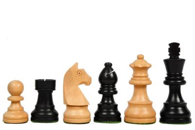 Staunton Chess Pieces With German Knight In Ebonised 95mm