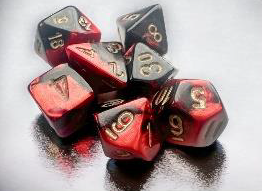 Gemini Black-Red/Gold Mini Polyhedral 7-Die Set