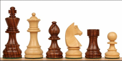 Staunton Chess Pieces With German Knight In Rosewood 95mm