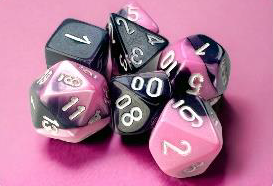 Gemini Black-Pink/White Mini Polyhedral 7-Dice Set