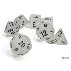 FROSTED CLEAR/BLACK 7-DICE SET