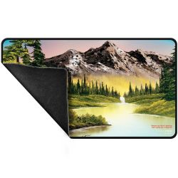 Bob Ross Mountain Retreat Black Stitched Playmat