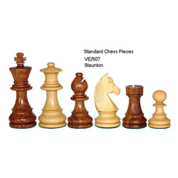 Staunton Chess Pieces With German Knight In Sheesham 95mm