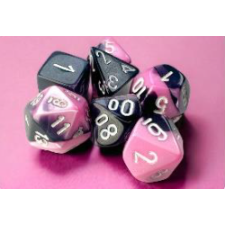 Gemini Black-Pink/White Mini Polyhedral 7-Die Set