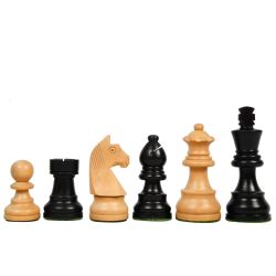 Staunton Chess Pieces With German Knight In Ebonised 95mm