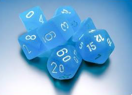 Frosted Caribbean Blue/White Mini Polyhedral 7-Die Set