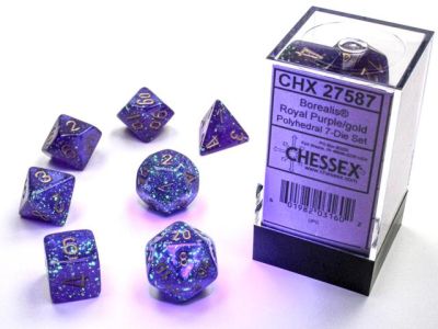 Borealis Luminary Royal Purple/Gold Polyhedral 7-Die Set