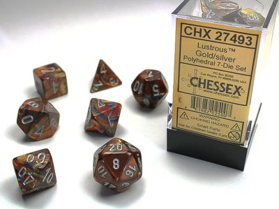 Lustrous Gold/Silver Mini Polyhedral 7-Dice Set