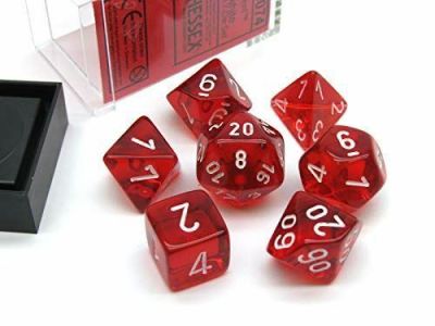 TRANSLUCENT POLYHEDRAL RED/WHITE 7 SET