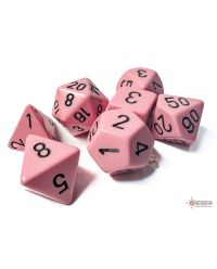 Opaque Pastel Pink/Black Polyhedral 7-Die Set