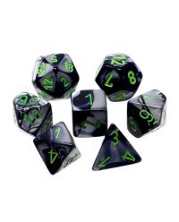 Gemini Black-Grey/Green Mini Polyhedral 7-Die Set