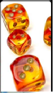 Gemini Translucent Red-Yellow/Gold Polyhedral 7-Die Set