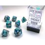 Gemini Steel-Teal/White Mini Polyhedral 7-Die Set