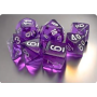 Translucent Purple/White Mini Polyhedral 7-Die Set