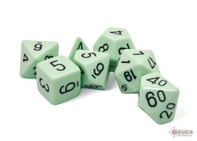 Opaque Pastel Green/Black Polyhedral 7-Dice Set