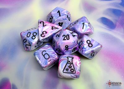 Festive Hydrangea/Black Polyhedral 7-Die Set (w/ bonus die)